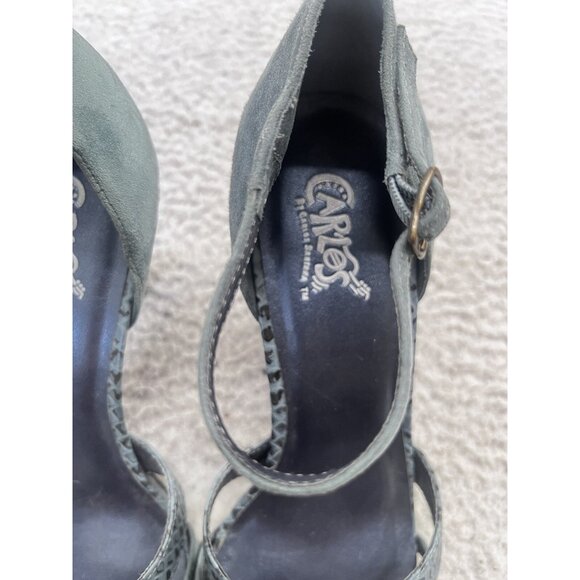 Carlos Santana Blue Leather Strappy Ankle Strap Closed Toe Heels Size 9.5 M - Picture 4 of 10